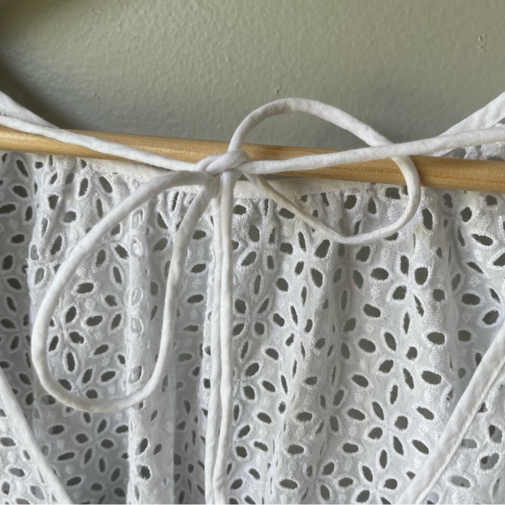 J. Crew V-Back Puff-Sleeve Eyelet Top - White - Size 14 Womens EUC - Picture 7 of 15